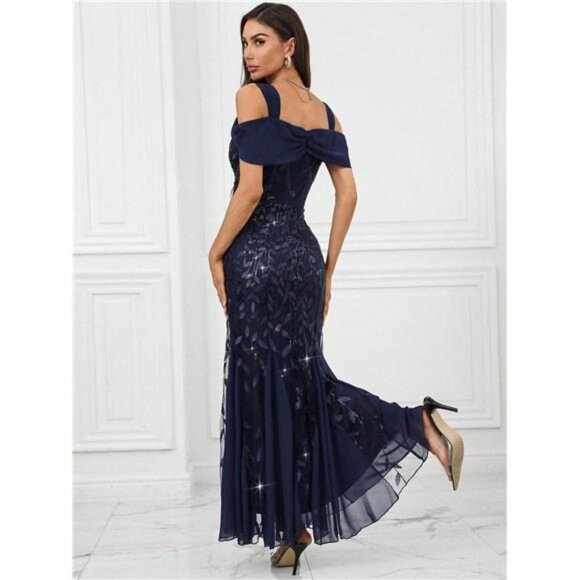 Long Sequin Mermaid Evening Dress, Formal Party Gown, Wedding Event - Picture 2 of 6